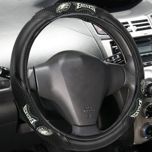Philadelphia Eagles Black Vinyl Massage Grip Steering Wheel Cover