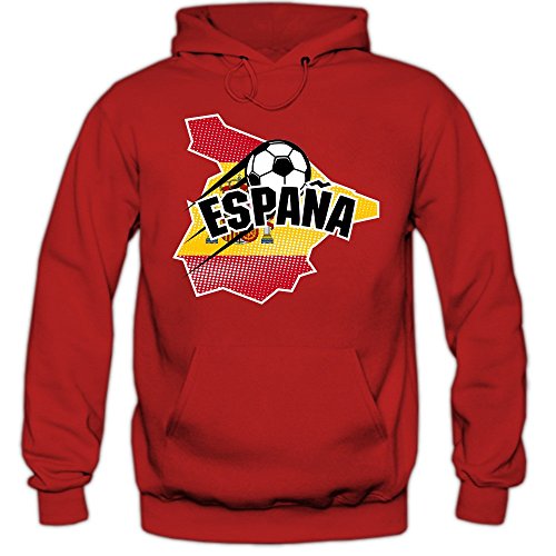 Spanien EM 2016 #1 Hoody | Fußball | Herren | La Furia Roja | Trikot | Nationalmannschaft, Farbe:Rot (Red F421);Größe:S