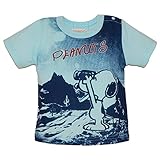 スヌーピー 天竺リゾート風プリントTシャツ70ｃｍ：80ｃｍ：90ｃｍ (70cm, ブルー)