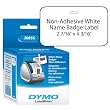 DYMO LabelWriter Visitor Management Label, Name Badge, Non-Adhesive, White, 2-1/4" x 4-1/5", 250 per pack DYMO LabelWriter Visitor Management Label, Name Badge, Non-Adhesive, White, 2-1/4" x 4-1/5", 250 per pack