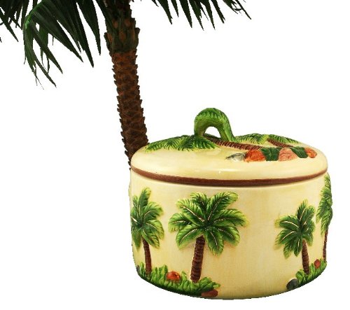 TROPICAL PALM TREE TORTILLA WARMER, CERAMIC