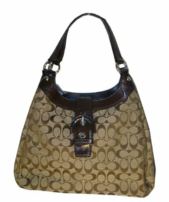 Authentic Coach Brown Signature Large Lynn Hobo Handbag 17403 Khaki Mahogany
