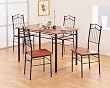 Traditional 5pc Dining Room Set Complete with Table and 4 Matching Dining Chairs in Dirty Oak Finish Wood Tops