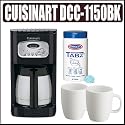 Cuisinart DCC-1150BK 10-cup Coffee Maker Plus Coffee Brewer Cleaning Tablets And a Set of Two White Porcelain 12oz. Coffee Mug's