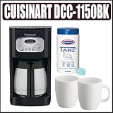 Cuisinart DCC-1150BK 10-cup Coffee Maker Plus Coffee Brewer Cleaning Tablets And a Set of Two White Porcelain 12oz. Coffee Mug's