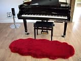 from Bedding Online Red Faux Fur Sheepskin Modern Style Rug Non Slip Double Pelt Shape Machine Washable 72cm X 172cm