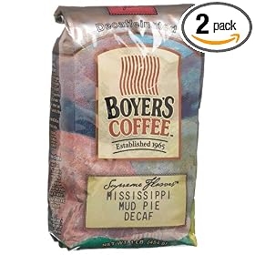 Boyer's Coffee Mississippi Mud Pie Decaf, 16-Ounce Bags (Pack of 2)