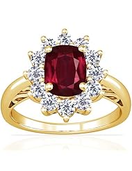 18K Yellow Gold Cushion Cut Ruby Ring With Sidestones (GIA Certificate)