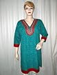 Birthday Gift-paisley Print Teal Red Base Border Designer India Kurti Tunic Top Medium Size !! Free Shipp