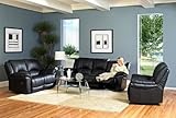 3pc Promenade Collection Black Leather Recliner Loveseat Sofa Set
