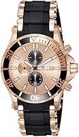 Invicta Sea Spider Men's Quartz Watch with Rose Gold Dial Chronograph Display and Black PU Bracelet 1479