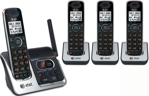 DECT6.0 Digital 4 Handset Answering System Black and Silver