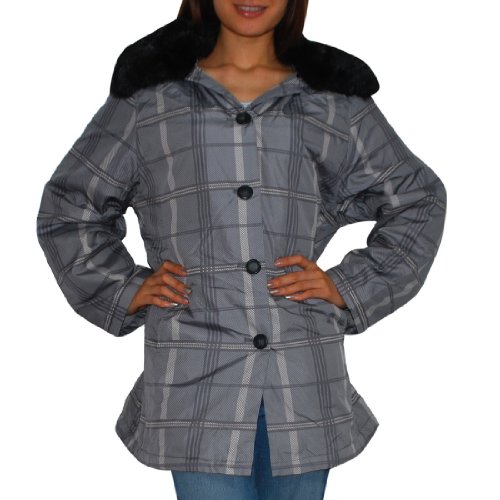 Womens CAMAX Stylish & Casual Faux Fur Lined Collar and Hooded Jacket – Medium