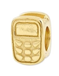 Genuine Reflection Beads (TM) Bead Charm. Sterling Silver Gold-plated Reflections Cell Phone Bead. 100% Satisfaction Guaranteed.