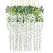 12 Pack 3.6 Feet/Piece Artificial Fake Wisteria Vine Ratta Hanging Garland Silk Flowers String Home Party Wedding Decor (White)