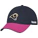 St. Louis Rams Hats : Reebok St. Louis Rams Ladies Navy Blue-Pink Breast Cancer Adjustable Slouch Hat