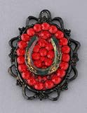 Gasoline Glamour Getty-Up Horseshoe with Bight Red Rhinestones Charm Necklace