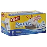 Glad ForceFlex Tall Kitchen Drawstring Bags, Odor Shield 13 Gallon 34 ct