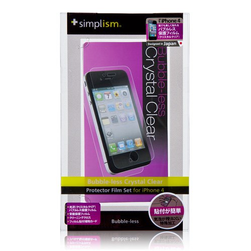 Simplism iPhone 4用 バブルレス保護フィルムセット(クリスタルクリア)[Bubble-less Film Set for iPhone 4 Crystal Clear] TR-PFSIP4-BLCC