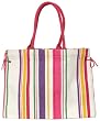Cotton Colorful Striped Satchel Bag with Cotton Cord Handle 18"x14"x6.25"