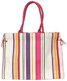 Cotton Colorful Striped Satchel Bag with Cotton Cord Handle 18x14x6.25