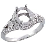 14k White Gold Semi-Mount Oval-shaped Diamond Ring, w/ 0.66 Carat Brilliant Cut Diamonds, 7/16 (11mm) wide
