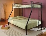 Twin Full Size Metal Bunk Bed with Sleek Design in Black Finish