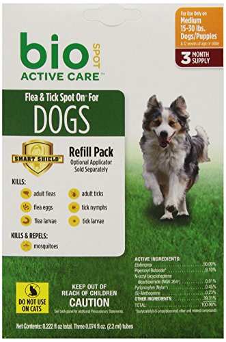 Bio Spot Active Care Flea & Tick Spot On for Medium Dogs (15-30 lbs.) 3 Month Refill