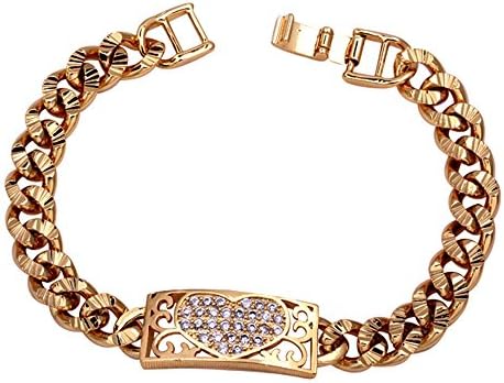 FR Men's Heavy Curb Chain Link Bracelet 18K Gold Plating Copper Cz Charms(SL0087)