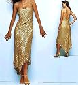 Abendkleid ein TRAUM aus Chiffon und GOLD-Pailletten Gr&ouml;sse 40