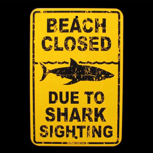 Beach Closed Due to Shark Sighting Sign