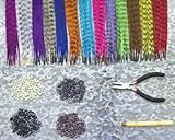 Feather Hair Extension Kit with 52 Synthetic Feathers, 100 Beads, Pliers and Hook