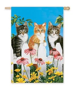 Picket Fence Kittens Silk Reflections Regular Size Flag