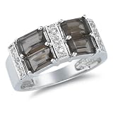 WILLOW GOLD: *SMOKEY TOPAZ DIAMOND SUNDANCE RING 14KW*