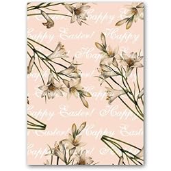 Happy Easter with Lilies - 5" x 7" Vellum Overlay Easter Greeting Card