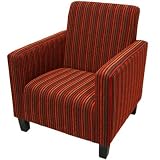 CONTEMPORARY HENRI RED RETRO MULTI STRIPE 'MAX' DESIGNER TUB ARM CHAIR ~ BY XYZ