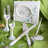 Beach Theme Wedding Accessory Set: Flutes, Cake Servers, Guestbook, 1