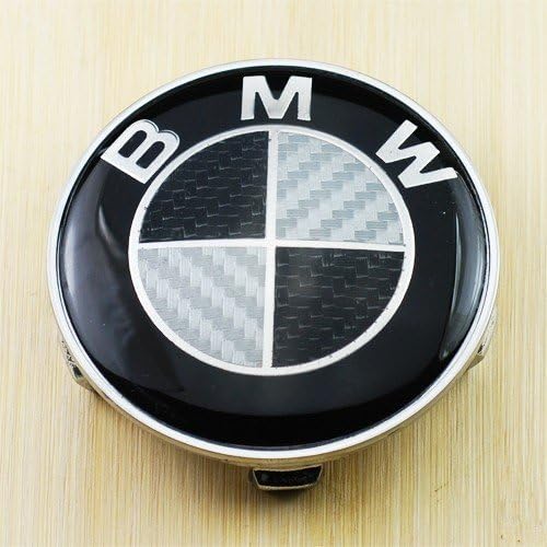 Weiling793 BMW Black Silver Carbon Fiber Emblem Badge Logo Wheel Center Hubs Caps Sticker Adhesive 65mm 4pcs