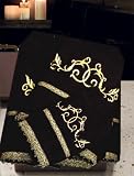 Florenca Luxury European Towels Set, Black with Gold Medallion embroidery and Decorative Borders