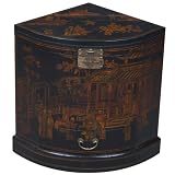 Handmade Oriental Furniture - 24" Antique Style Black Leather Corner Cabinet - Traditional Heirloom