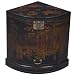 Handmade Oriental Furniture - 24" Antique Style Black Leather Corner Cabinet - Traditional Heirloom