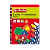 Herlitz 10206712 Farbige 8er Packung Wachsmalstifte, wasserfest