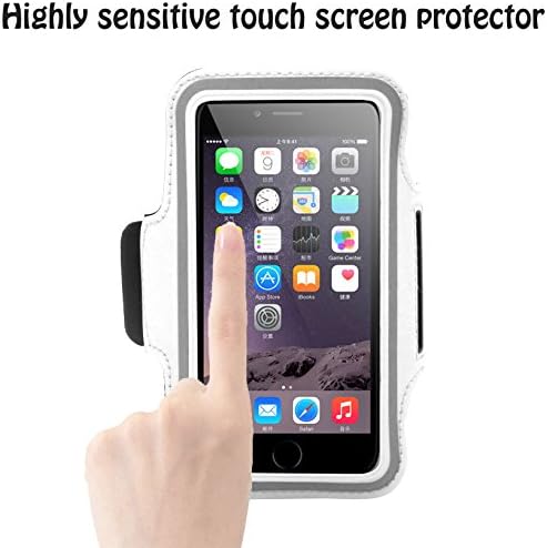 iphone6 Plus / iphone 6S Plus Armband,ELMASA Gym Running Jogging Sport Armband for Apple iphone 6S Plus, iPhone 6 Plus, Samsung Galaxy Note 5 / 4 / 3 / 2 with Key Holder Slot, Full Touchscreen Functionality,Slim,Light, Adjustable, Durable, Waterproof, Sweat proof, Dirt proof,Stylish-Casual PU Brush Surface Workout Cover Sport Gym Case - White(Compatible with Cellphones up to 5.7 Inch)