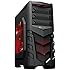 CiT Vanquish Gaming Toolless Case with USB3 Port, Side Window, Card Reader and 2 x 12CM Red Led Fans