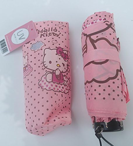 Hello Kitty &amp; Black Dots Open Close Folding Light Portable Pink Umbrella