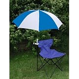 Royal Blue White Clamp On Chair Umbrella for Aluminum or Canvas Folding Chairs - Great for...