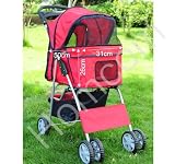 Deluxe Four Wheels Pet Dog Cat Pushchair Stroller In Red NEW **FREE DELIVERY**