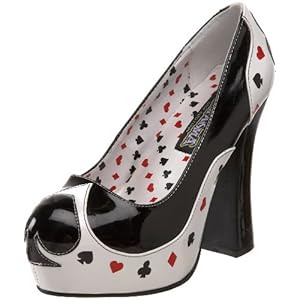 Funtasma by Pleaser Women's Poker-21/BW Pump,Black/White Patent,10 M US