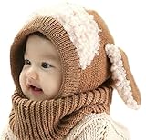 うさぎちゃん ニット帽 ニット帽子 ベビー キッズ 赤ちゃん 子 子供 用 防寒 (ブラウン)
