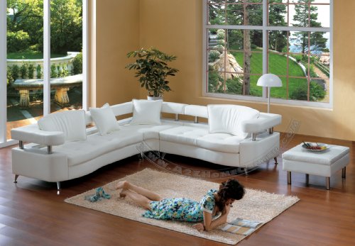 Modern Furniture Exclusive White Leather Sectional Sofa